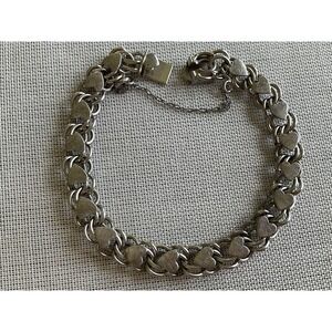 Vintage ELCO Sterling Hearts Double Link Charm Bracelet Starter ESTATE jewelry